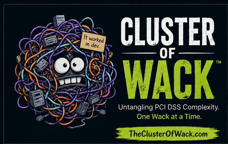 The Cluster of Wack mascot tangled in systems and cables